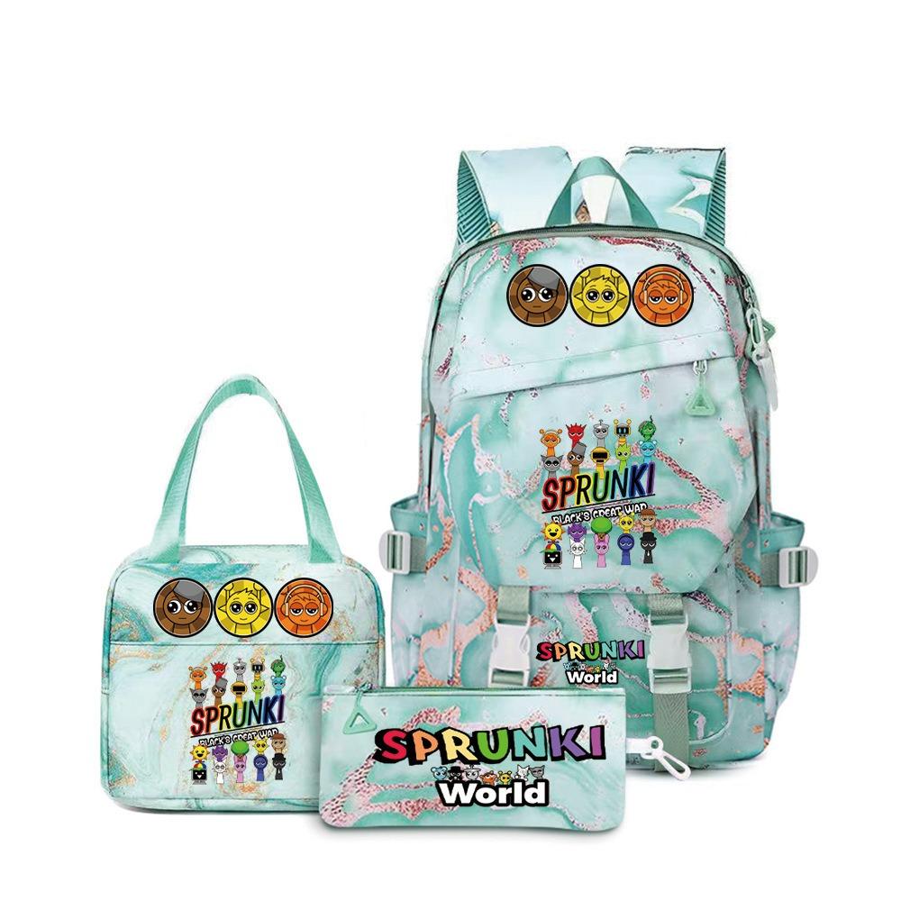 New rhythm box music game schoolbag backpack pencil bag three-piece set student heat transfer backpack