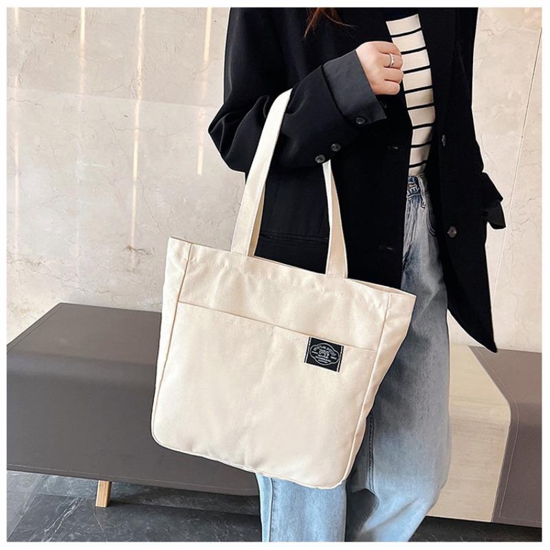 2025 Pure Color Simple Large Capacity Shoulder Bag Tote Shopping Bag
