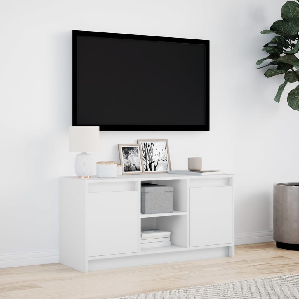 Vidaxl TV Cabinet with LED, White, 100X34X50 Cm, Wood-Based Material