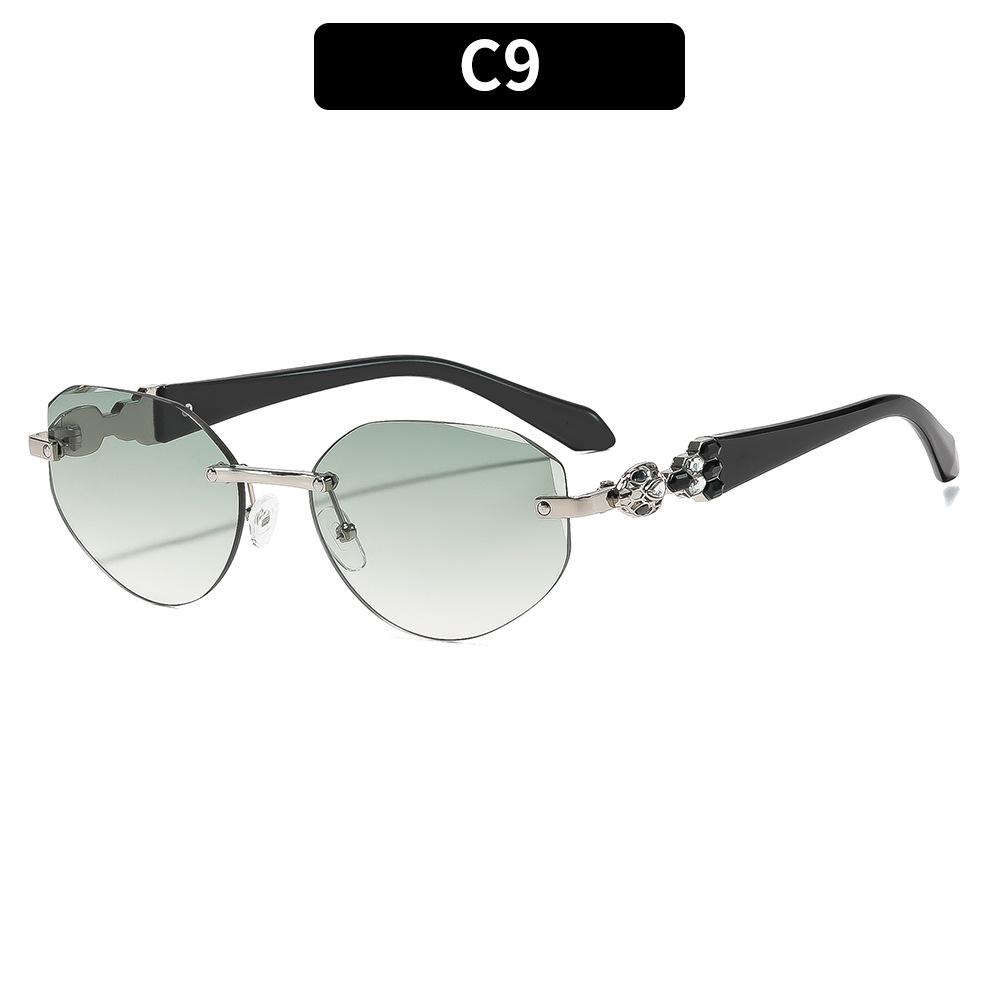 European and American frameless trimmed fashion polygon women's sunglasses personalized sunglasses street photography travel sunglasses