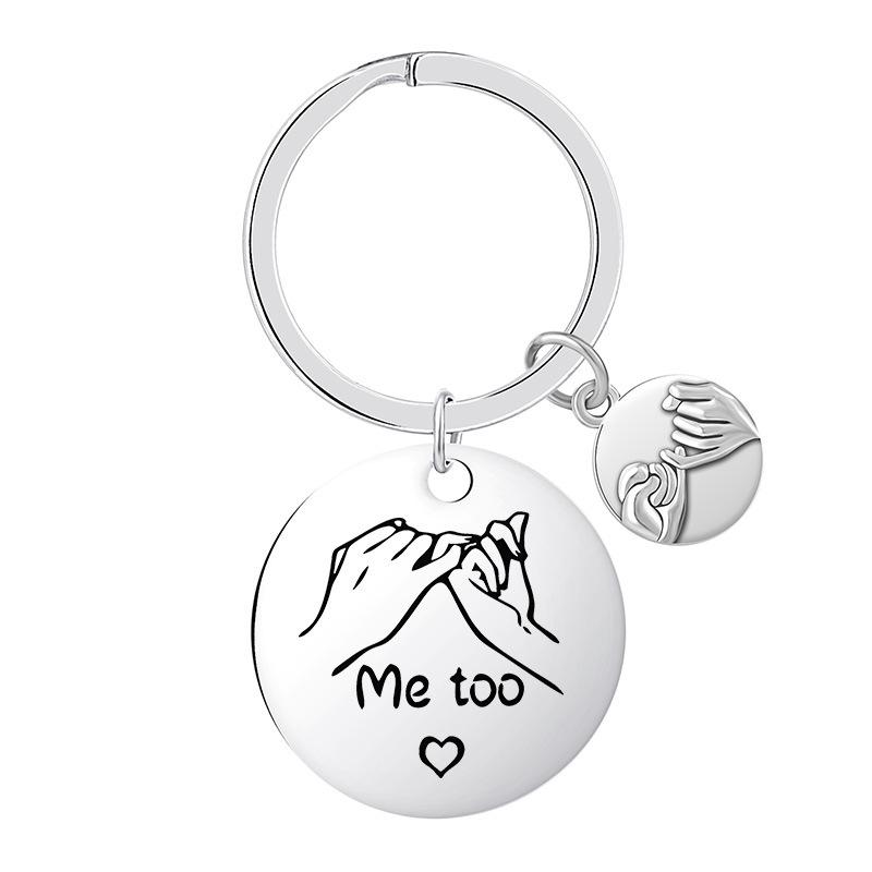 

Best Friend Couple Pinky Promise Promise Stainless Steel Keychain Stainless Steel Keychain for Mothers Day and Fathers Day Backpack Bag Pendant 3*3CM