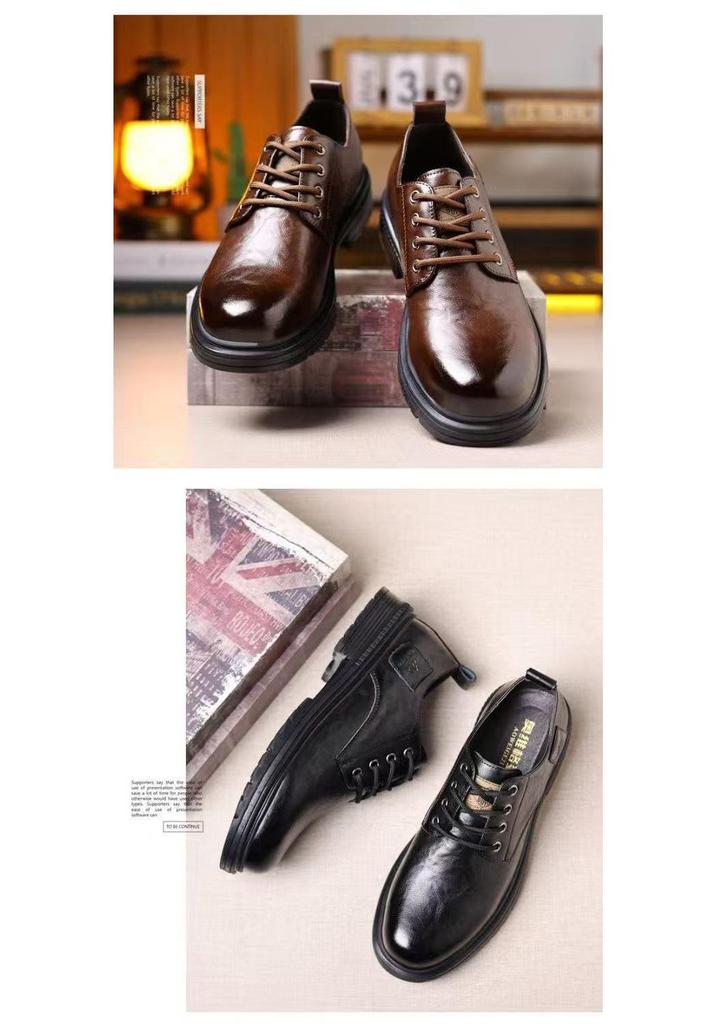 Men's Breathable Casual Leather Shoes - Versatile Formal & Trendy British Style