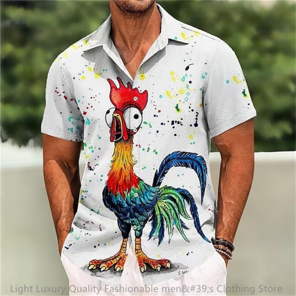 men's shirt short-sleeved shirt 3D printed animal pattern short-sleeved clothing super large