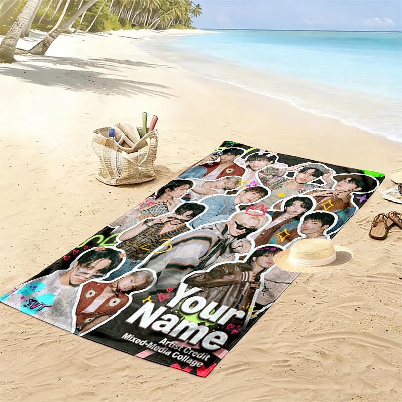 Name Custom Seventeen Print Beach Towel, Large Soft Quick Dry Towel for Beach Camping Swimming