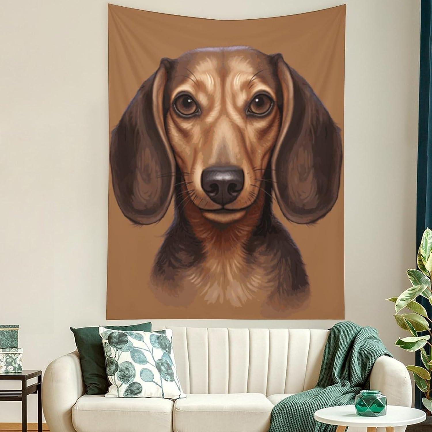 Tapestry Cute wall for dog dachshunds buyidec 75x100 чёрный
