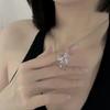 Commuting Fashion Multi Style Necklaces Versatile Sweet Butterfly Necklace Y2k Fairy Pink Crystal Bow Knot Pendant Necklaces