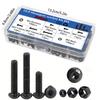 300pcs M4 Black Hex Pan Head Screws and Nuts Set, Black Round Cup High Strength Screws