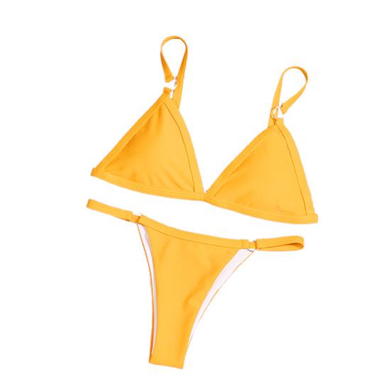 Sexy Women Summer Bikini Set Swimmer Solid Color Push Up Bra Briefs G-string