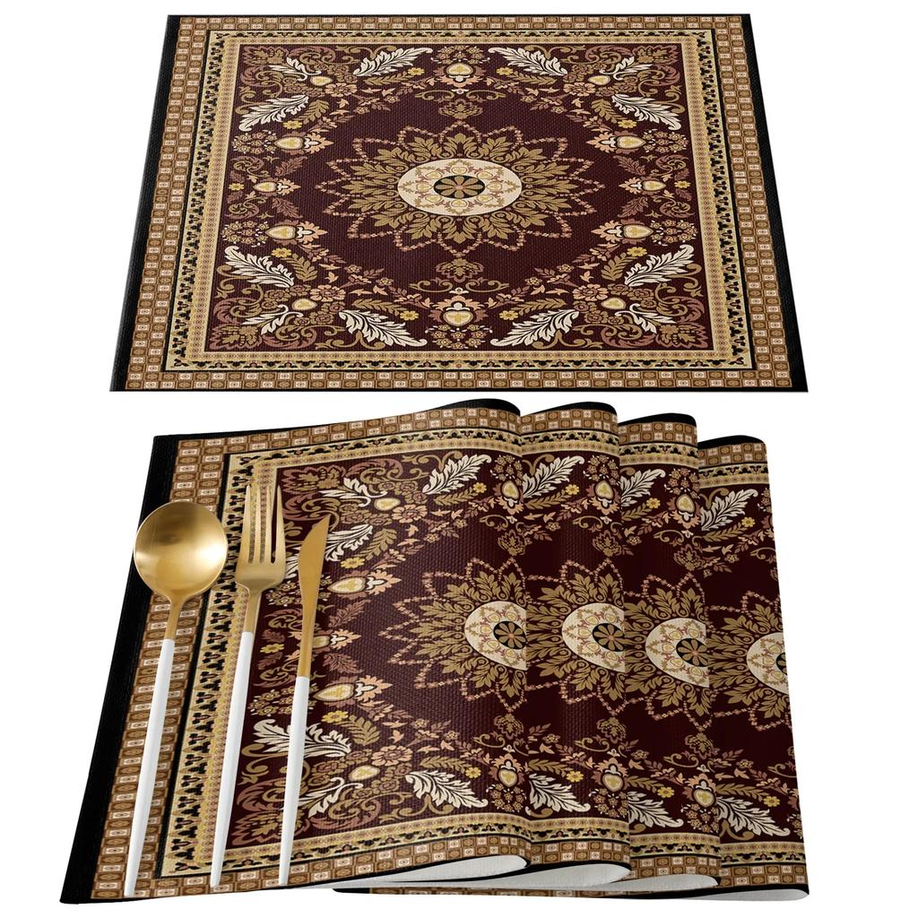 1Pcs Placemat Persian Rug Table Mat For Dining Table Kitchen Accessories Coffee Tea Coaster