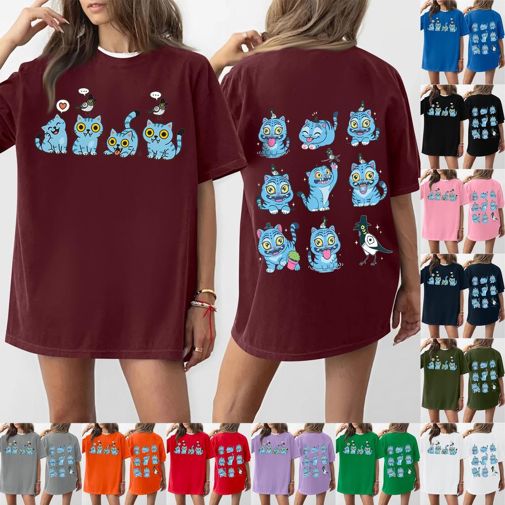 Women's Round Neck Printed Short-sleeved T-shirt Top
