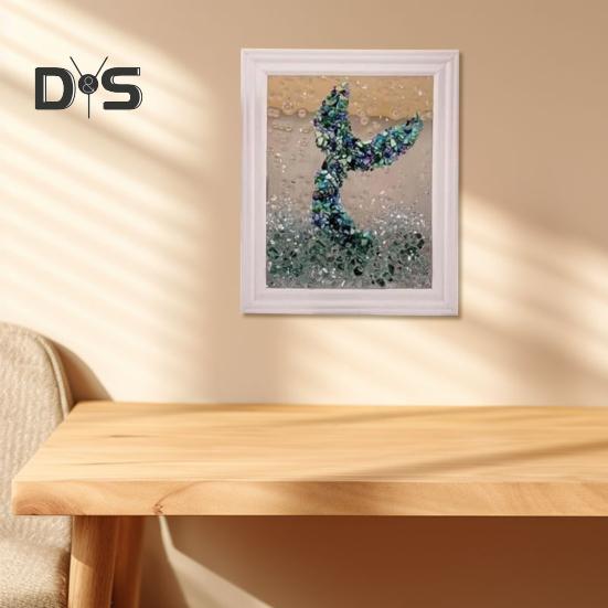 1 Set DIY Sea Glass Art Kit with Wooden Frame Handmade Seaglass Wall Art Decoration Framed Sea Glass Artwork Desktop Decoration Birthday Gift