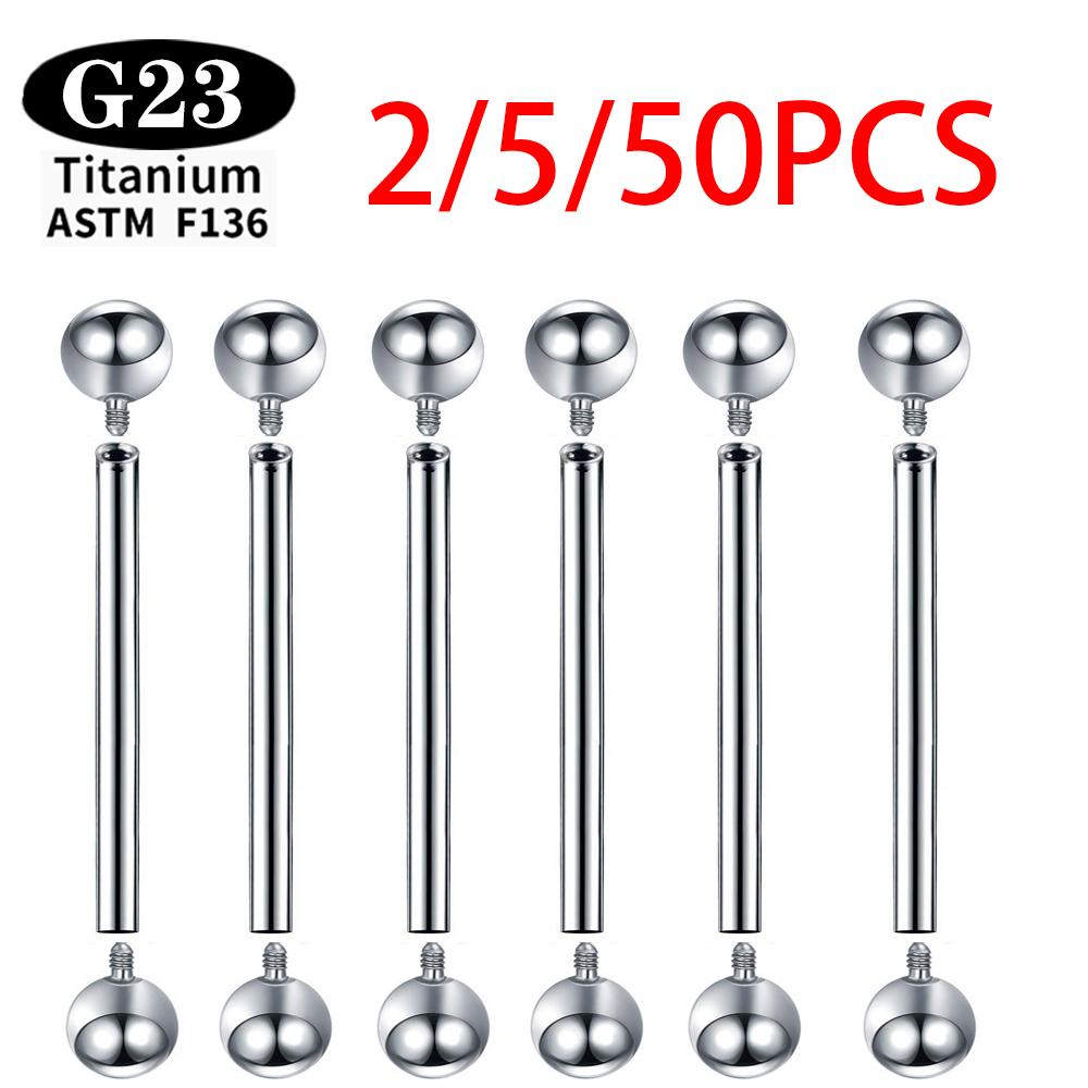 Implantatgrad Titan ASTM F136 Innengewinde Gerade Barbells Zungenring Ohrringe Piercing Schmuck Stange 2/5/50 Stück/Los