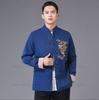 Chinese Style Hanfu Tang Clothes Men Balck Jackets Cotton Embroider Dragon Kong Fu Costume Traditional China Clothing Plus Size