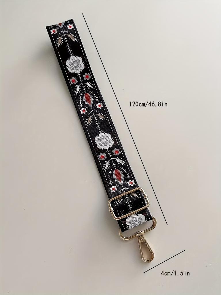 Blommigt Mönster Justerbar Bred Axelrem för Handväskor - Nylon Crossbody-väska, Avtagbar Design, Handväsktillbehör
