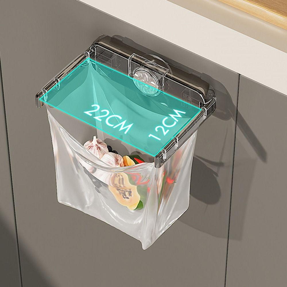 Plastic Suction Cup Garbage Bag Holder Wall Mounted Foldable Garbage Shelf  Cabinet Door