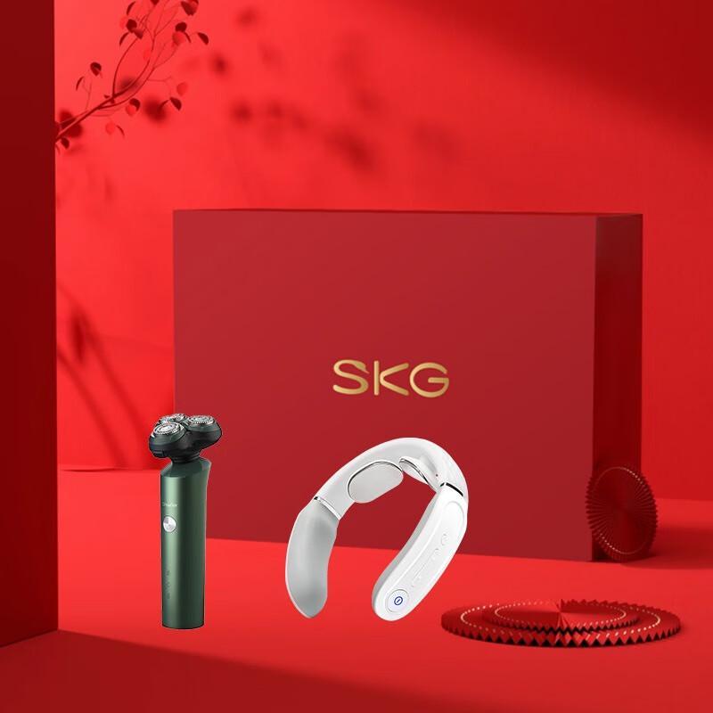 SKG Neck Massager 4356 & Shaver F-305GY Gift Set