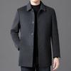 Men's Double-Sided Cashmere Wool Coat with Goose Down Liner - Business Casual Windbreaker for Middle-Aged Dads.