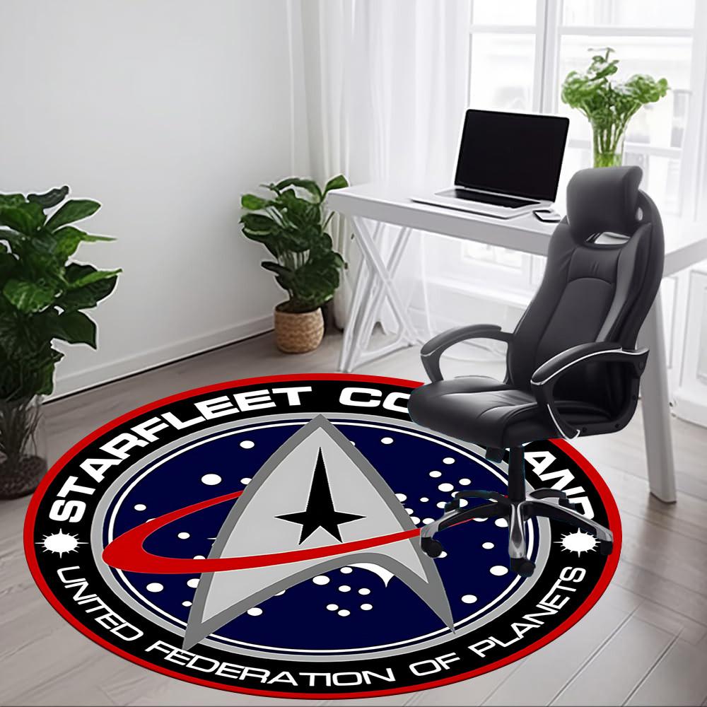 1PC Starfleet Command Office Round Rug, Non-slip, Soft and Durable Office Rug for Interior Decoration, Perfect for Office yy250915123