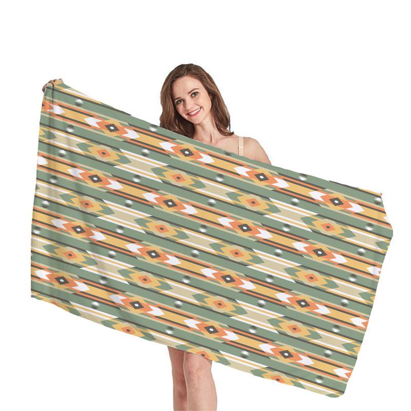 

Bohemian minimalist geometry digital-printed polyester Superfine fiber double-sided fleece Beach vacation bath towel beach towel W40*H60(CM)