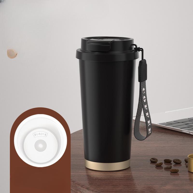 Straw Coffee Cup Female High-Looking Portable Water Cup 316 Stainless Steel Ceramic Liner Vacuum Cup