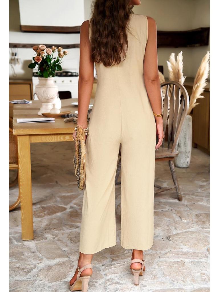 Di Yun Women's Elegant Solid Color Button Jumpsuit - Spring/Summer 2024 Collection