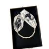 1116 Spring and Summer New Silk Scarf Women's Niche High-end Pearl Magnetic Buckle Necklace Foreign-style Wear Printed Small Scarf