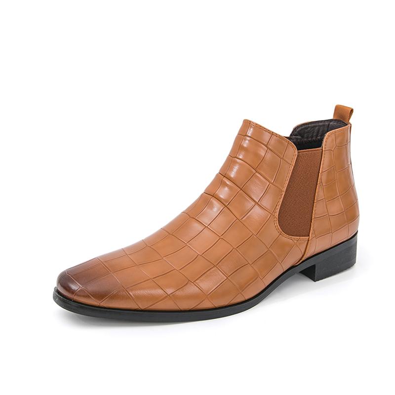 

Fashion Fashion Brand Men s Autumn New Style Comfortable Chelsea Leather Shoes High-quality Men s Pointed Business Casual Short Boots 48 жёлтый