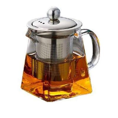 Octavius | Pyramid Shape Borosilicate Glass Tea Pot with Infuser - 900 Ml | Removable Infuser & Lid | Heat Resistant | Ideal for 6 To 7 Cups