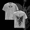 T-shirt Oversize in Cotone Vintage Lavaggio Acido Bicolore Ala d'Angelo Y2K Gotica