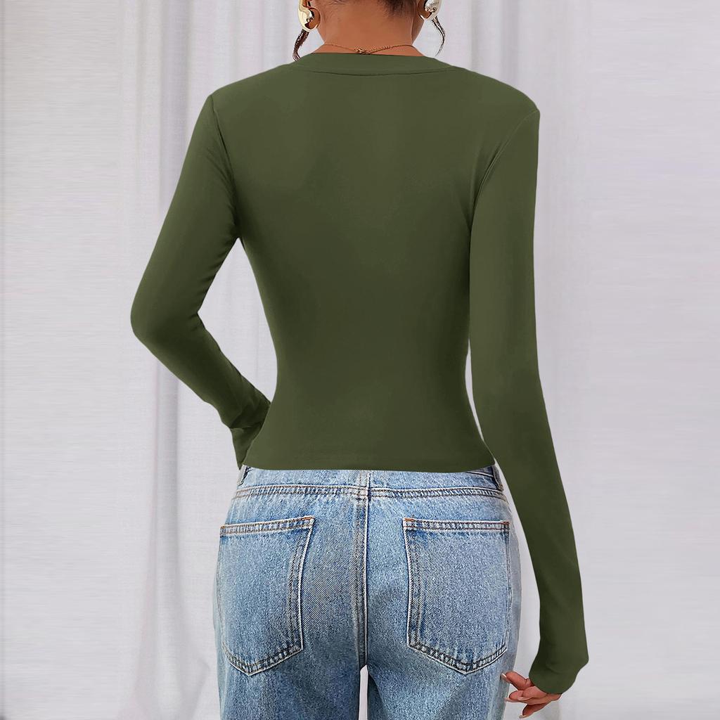 Women's Casual Fashion Deep V Neck Slim Fit Cropped Outing Top