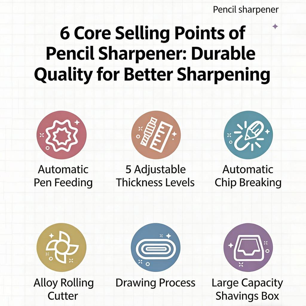 Manual Pencil Sharpener Alloy Steel Blade Compatible Multiple Pencils with 5 Adjustable Tip Auto Eject Broken Lead for Artists Students and Sketching