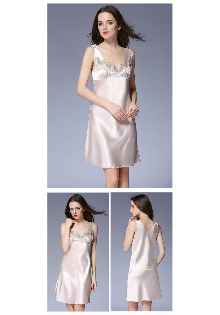 Ice Silk Lace Sleeveless Nightgown for Women - Sexy, Loose, Plus Size Pajamas