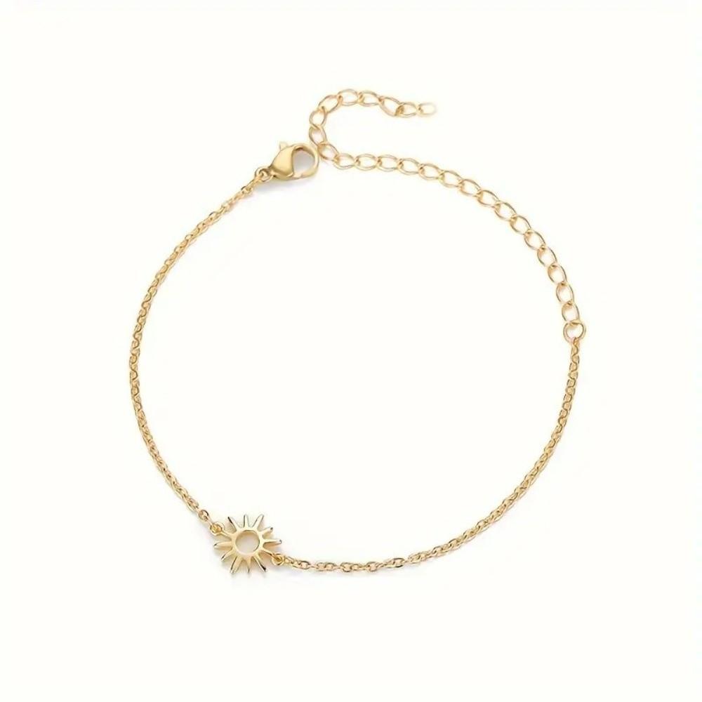Gold Color Stainless Steel Hand Chain Adjustable Chain Sun Anklet New Trendy Jewelry for Women Men