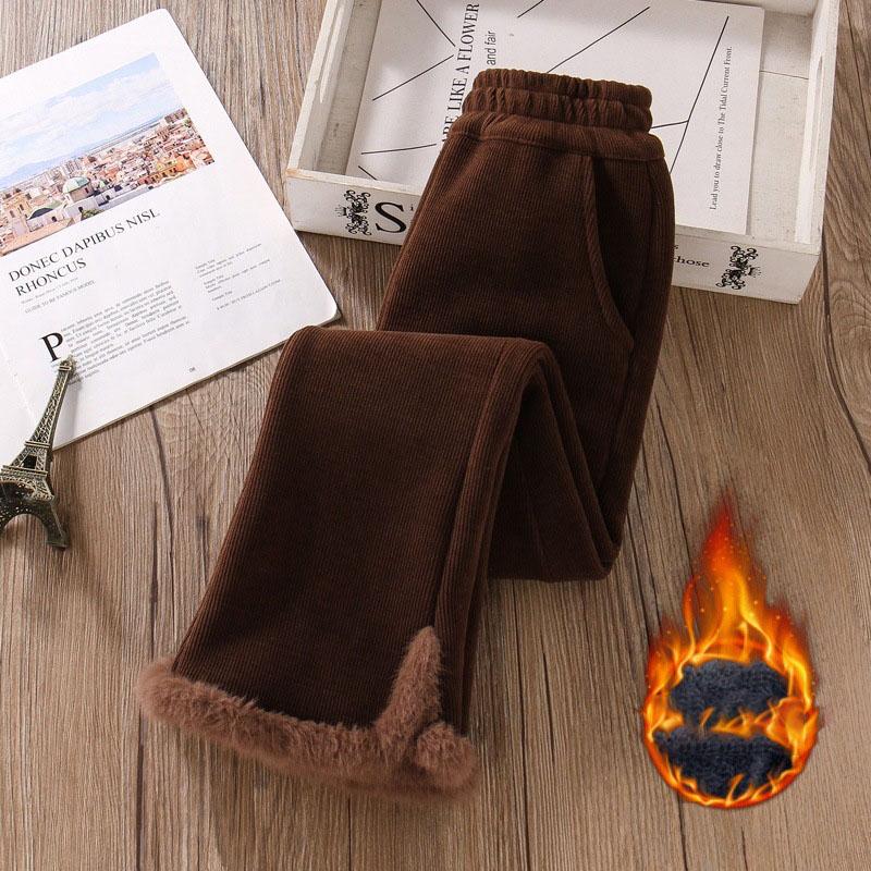 

Girls Velvet Boot Cut Pants for Girls Elasitc Waist Casual Trousers Toddler Teenager Girls Warm Pant 150 кавовий