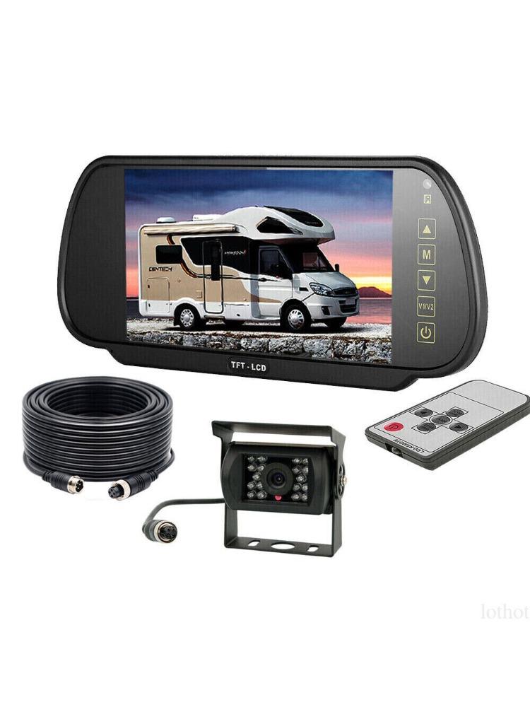 7" Touch Button Rear View Mirror Car Monitor 4PIN Backup Camera 12-24v For Truck