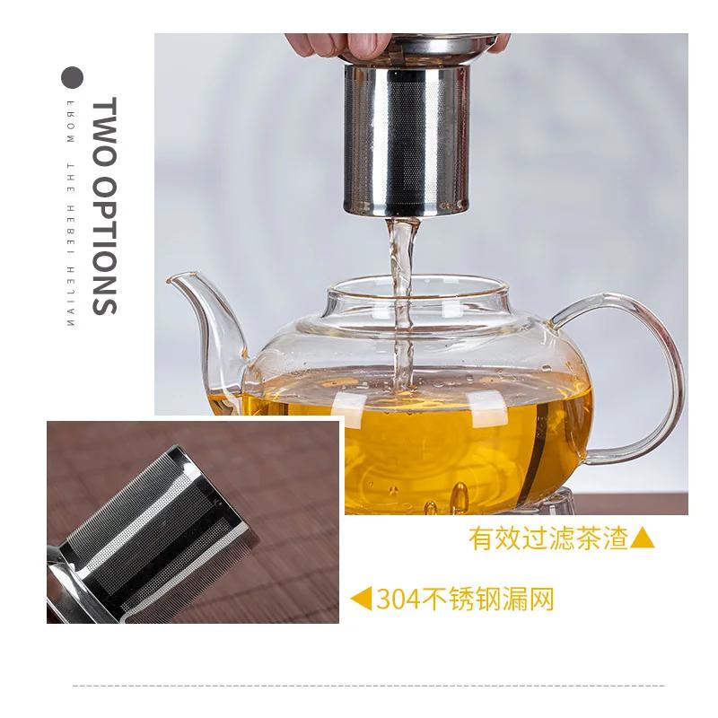 Glass Teapot With Stainless Steel Tea Strainer Infuser Flower Kettle Kung Fu Teawear Set Puer Oolong Heat Resistant Pot