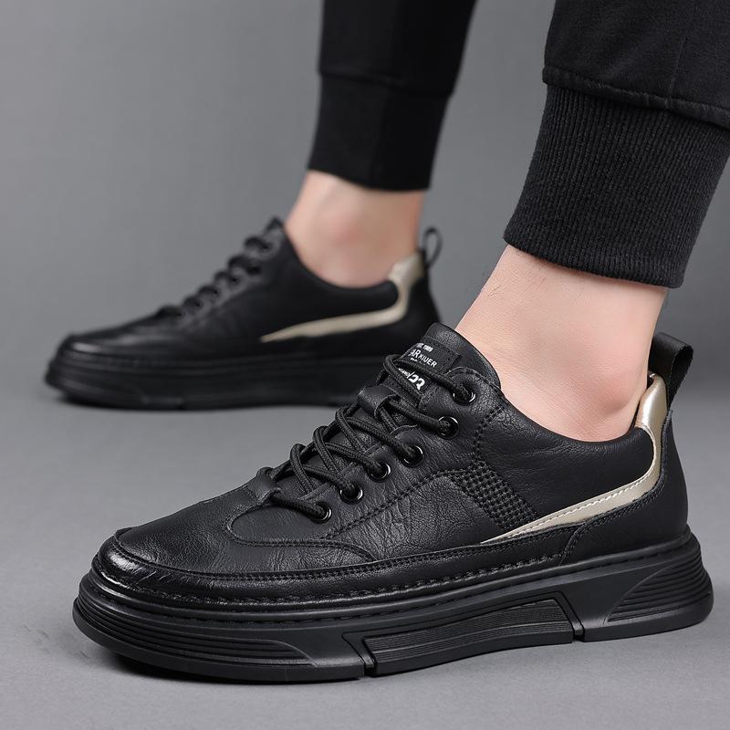 Spring new small black shoes men's low-top lace-up casual sports shoes youth fashion shoes