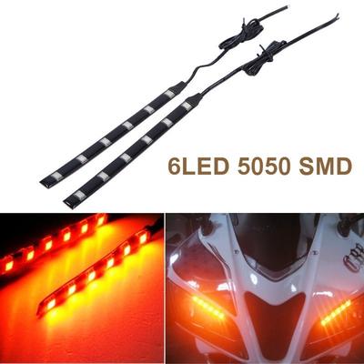 2X 6Led 5050 Smd Moto Indicatore di Direzione Lampeggiante Striscia Led