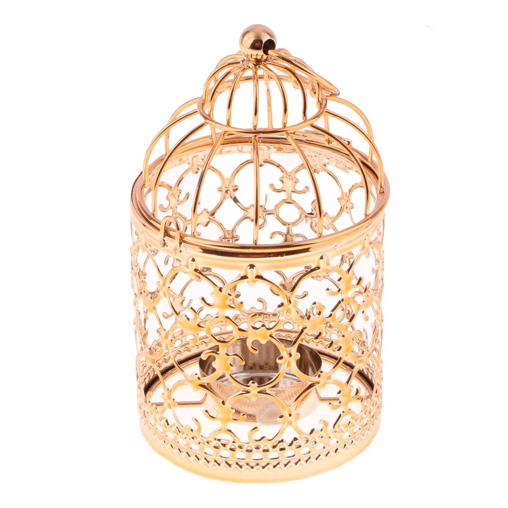 Vintage Birdcage Tealight Candle Holder Iron Decorative Lantern Pillar Candle Stand for Home Wedding Party
