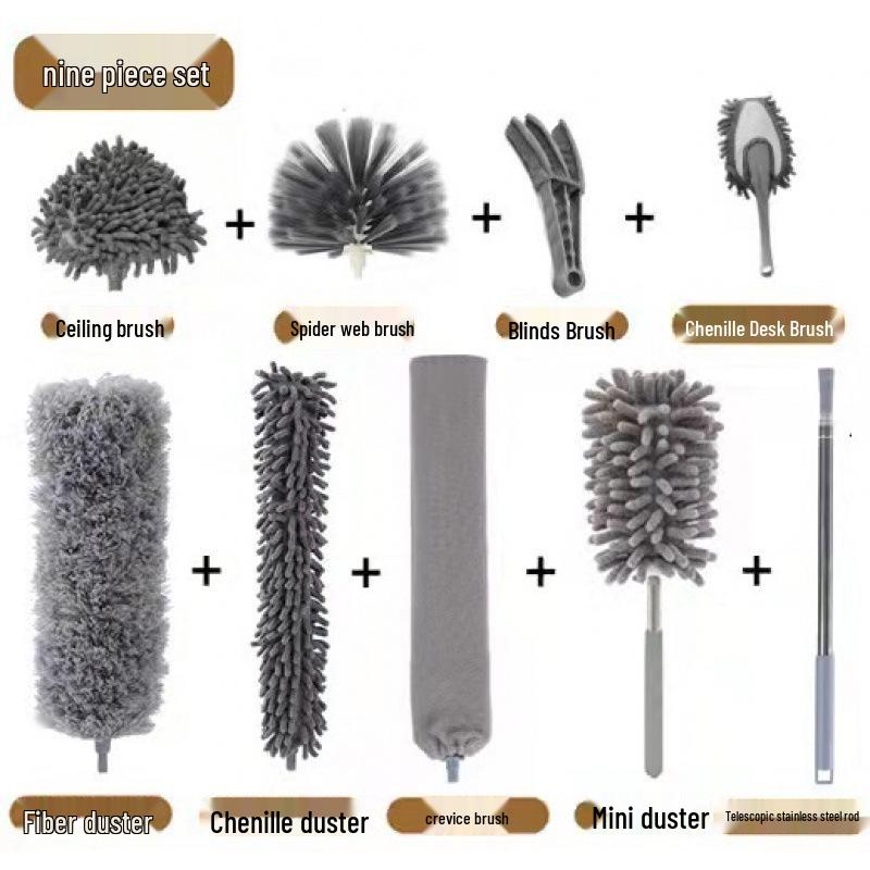 Flexible Electrostatic Chenille Duster with Bendable Brush