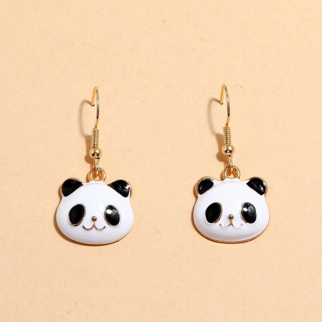 Hot-selling simple jewelry, cute design, panda pendant, earrings, neck chain, dripping oil, sweet necklace set.