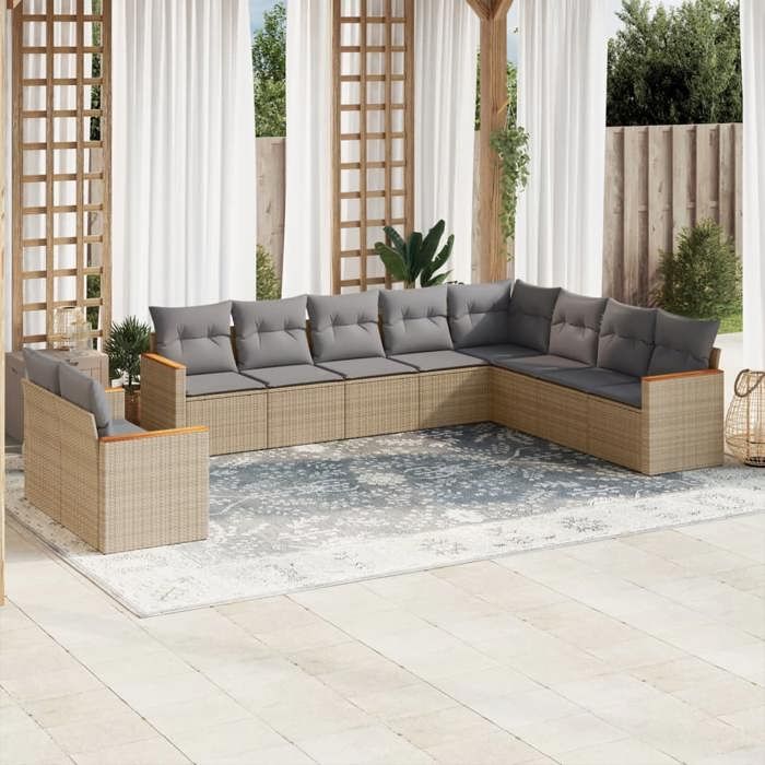 VidaXL Garden Lounge Set with Cushions 10 Pcs, Patio Sofas, Patio Furniture Set, Outdoor Furniture, 3226115