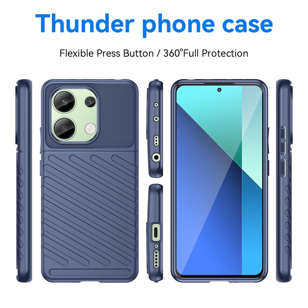 Thunder Series For Xiaomi Redmi Note 13 4G Case Twill Texture Thickened TPU Soft Phone Cover