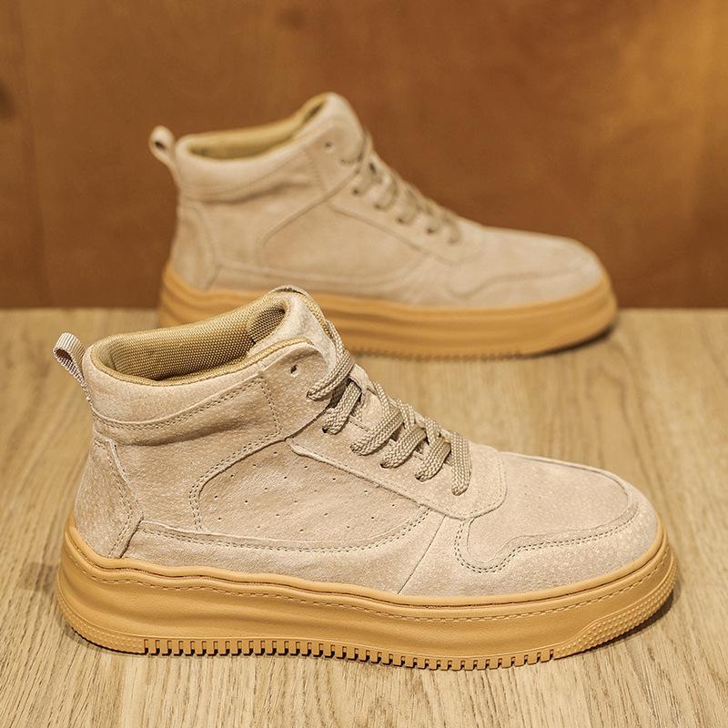 High-top shoes autumn and winter new British style retro heightening casual board shoes genuine leather waterproof Martin boots