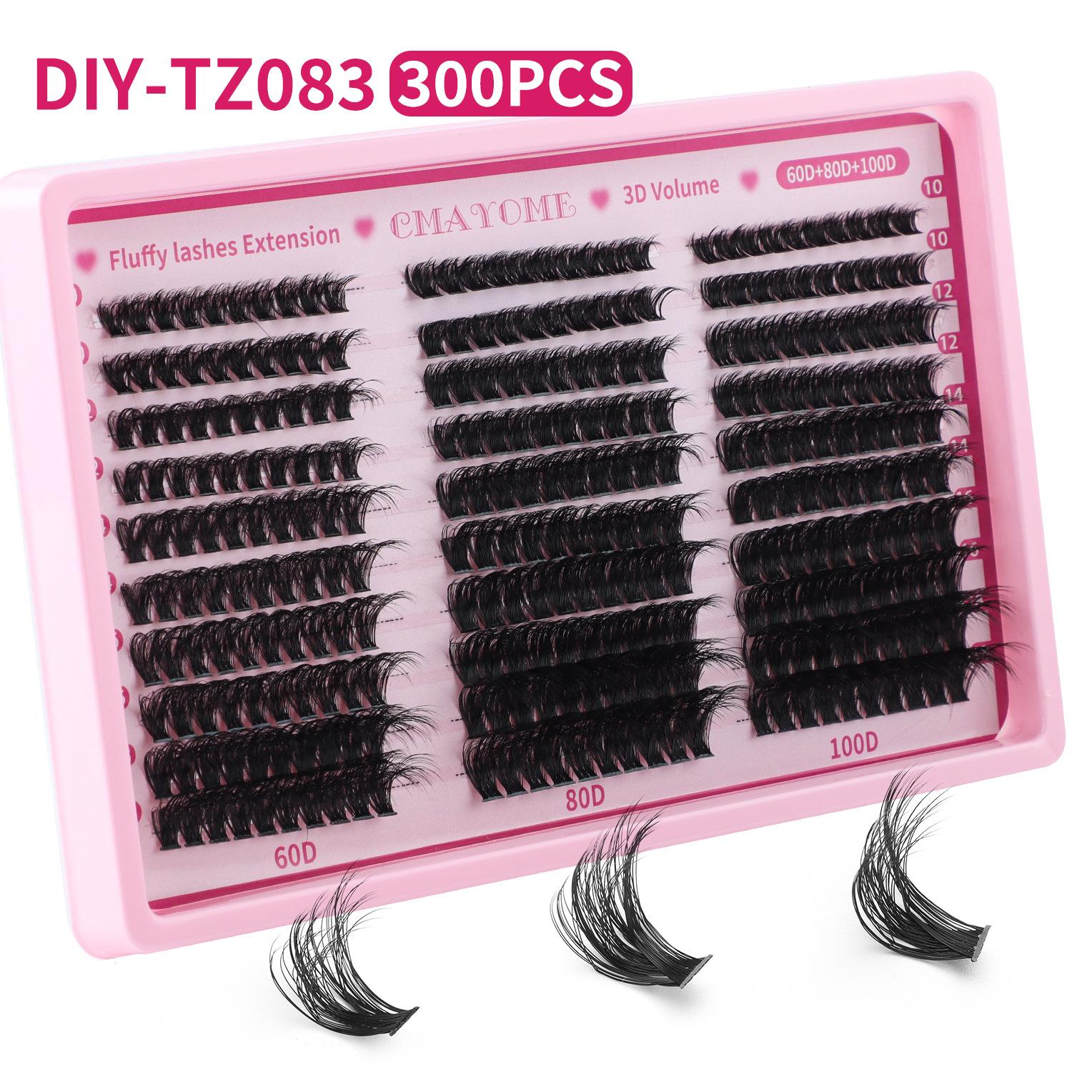 

300 Clusters Of Thick Single-Cluster D-Song False Eyelashes Set 8-18Mm Curled Diy Segmented Eyelashes