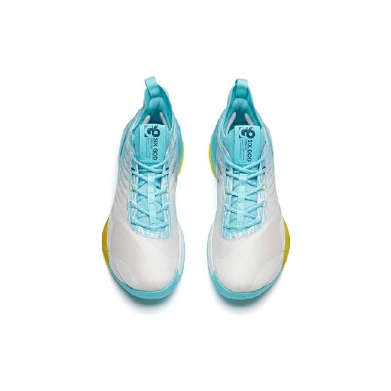 Anta KT6 KT Low Cushioning Anti-Slip And Wear-Resistant Mid-Top Performance Basketball Shoes White Blue Yellow Sneakers 112131102-1
