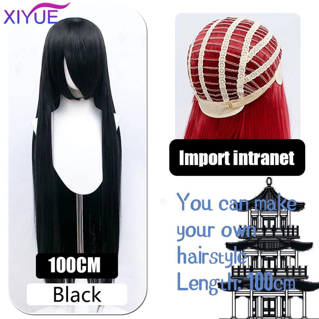 XIYUE Parrucche Cosplay Lunghe Sintetiche Colorate 100cm Parrucca Lolita Verde Rosa Bionda Viola Liscia Acconciatura per Festa di Halloween