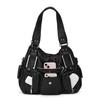 Ladies' Fashionable Retro Lychee Patterned Tote Bag, Large Capacity Washed Multi Pocket Shoulder Bag