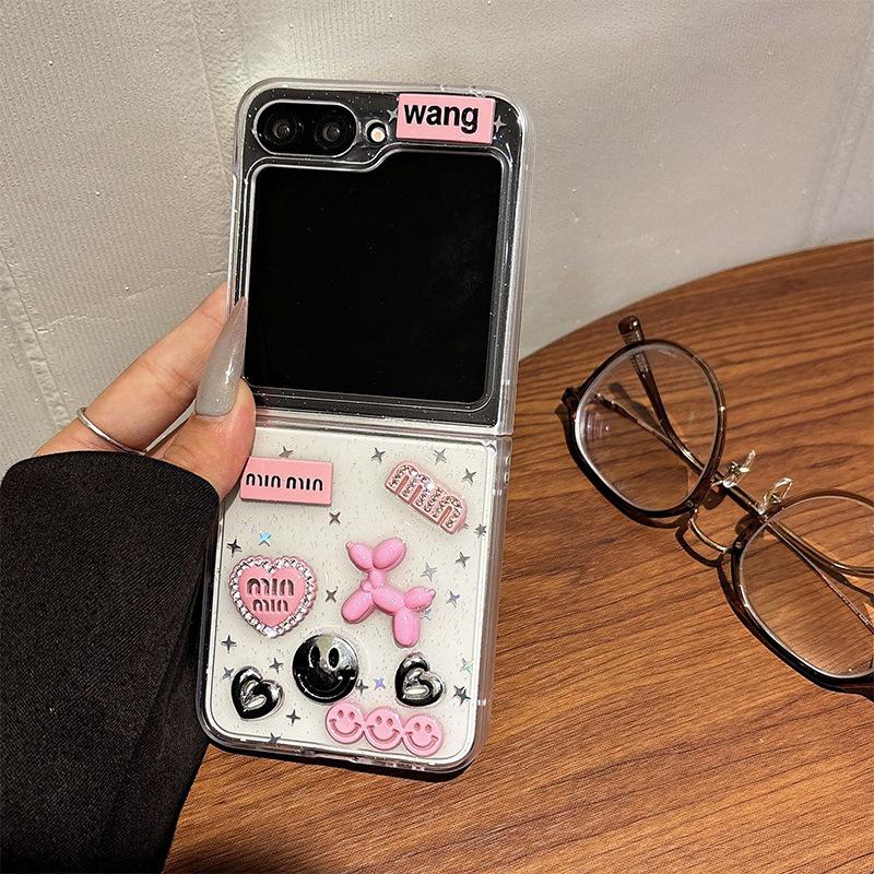 

Чехол для мобильного телефона-раскладушки Samsung Zflip6 для Zfold7 Прозрачный Розовый Пятиконечная Звезда Щенячья Любовь For Samsung ZFold7