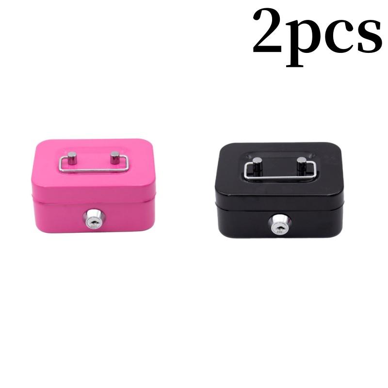 1/2 st Pengerskåp Låsbart Spargris med Nyckel Portabelt Handhållet Robust Metall Pengeförvaringslådor för Vuxna Barn Gåva